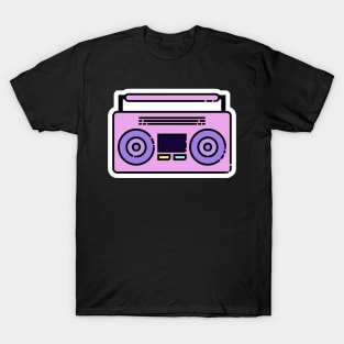 Vintage Pink Stereo // Line Art Sticker T-Shirt